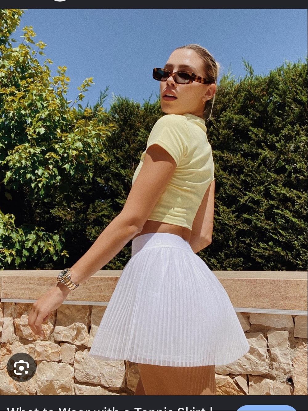 ALO Yoga White Pleated Skater Skirt